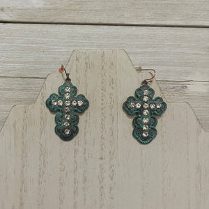 cross turquoise earrings