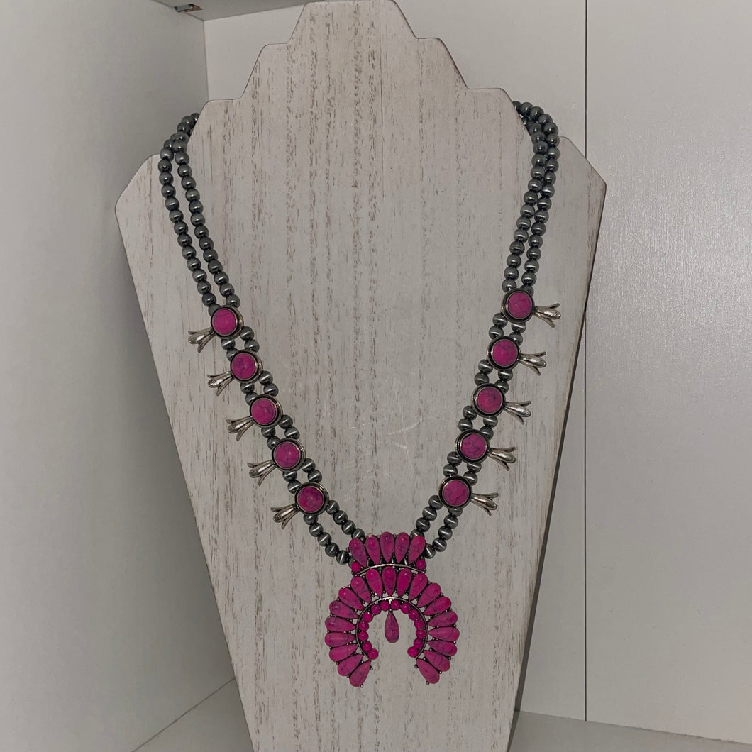 Fuchsia pink squash necklace